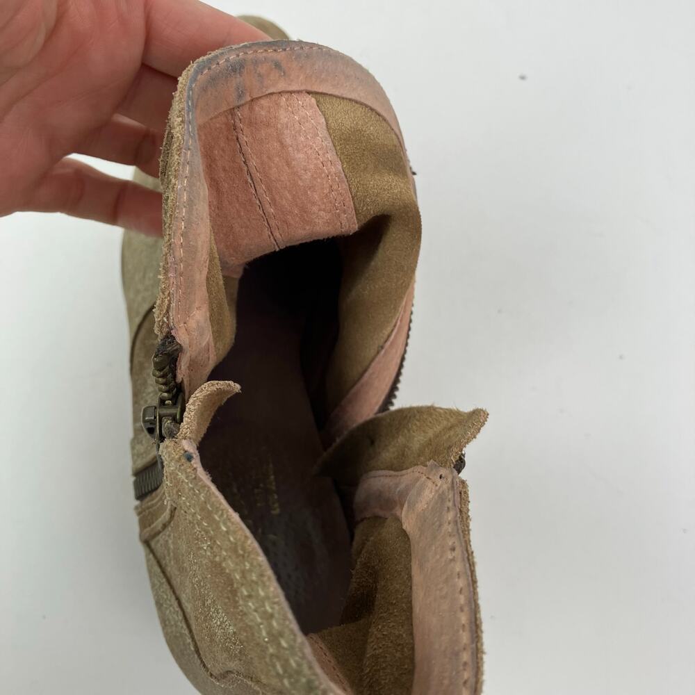 Anthropologie Seychelles Sz 8 Lucky Penny Ankle Booties Distressed Gold Leather - Picture 15 of 16
